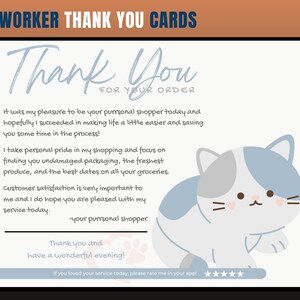Kat thema dank u kaart, persoonlijke shopper dank u kaart, klant dank u, dank u kaart, dank u, kruidenier shopper, persoonlijke shopper