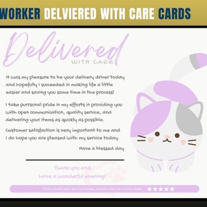 Bedankkaart met kattenthema, geleverd met zorgkaart, klantbedankkaart, bedankkaart, dank u, kruidenier, personal shopper