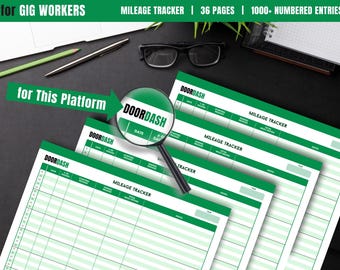Gig Worker Mileage Log | Delivery & Rideshare Tax Tracker (36 Page PDF)