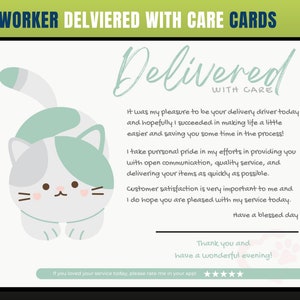 Cartão de agradecimento com tema de gato, cartão entregue com cuidado, cartão de agradecimento do cliente, cartão de agradecimento, obrigado, comprador de supermercado, comprador pessoal