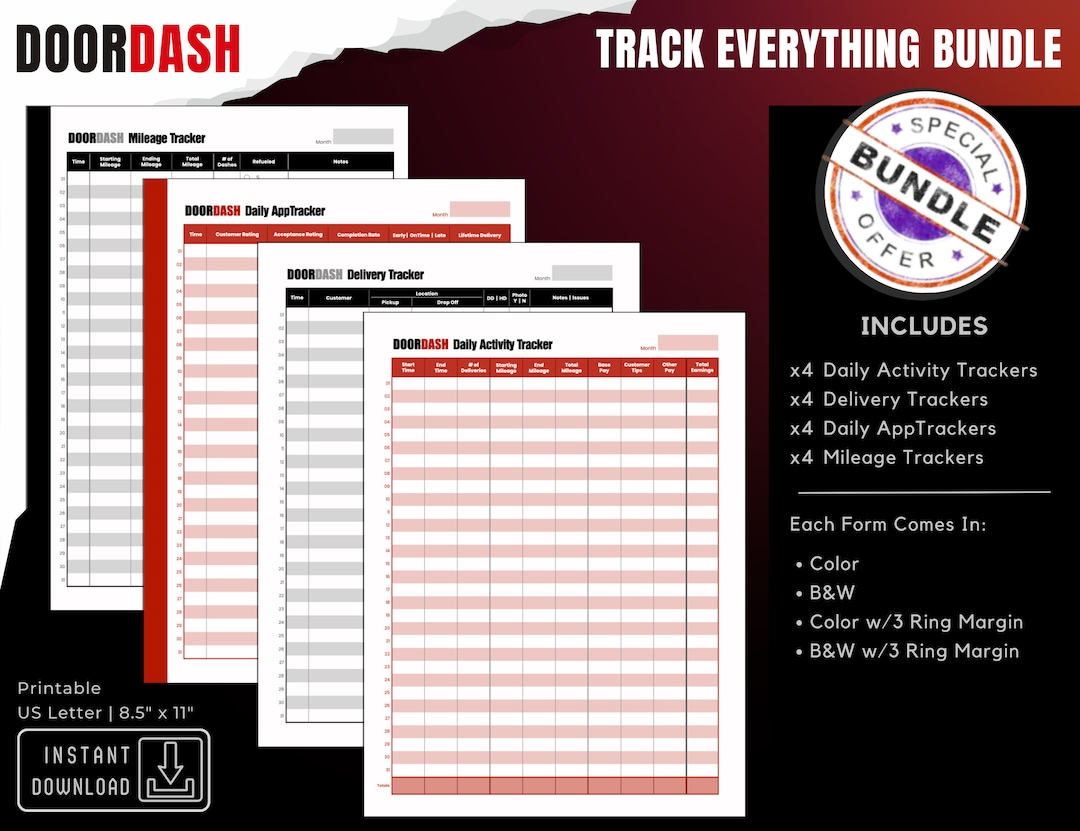 Tracking Log Vector Printable Tracking Templates Bundle, Digital Tracking Templates ...