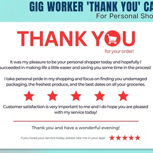 Bedankkaart, Personal Shopper, Kruidenierswinkel Shopper, Dank u, Bedankkaart, Dank u opmerking, Shipt, Instacart, DoorDash, optreden, optreden werknemer