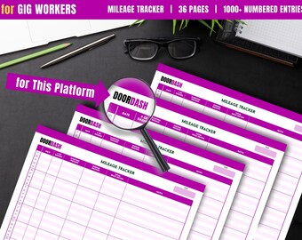 Kilometerlogboek gig chauffeur | Afdrukbare belastingtracker (pdf-download, 36 pagina's)