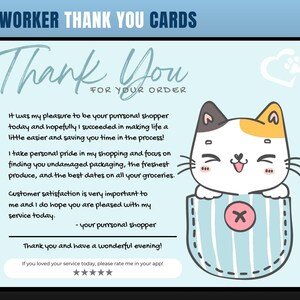 Katzen-Motto-Dankeskarte, Personal Shopper Dankeschön-Karte, Kunden-Dankeschön, Dankeschön-Karte, Danke, Lebensmittel-Shopper, Personal Shopper