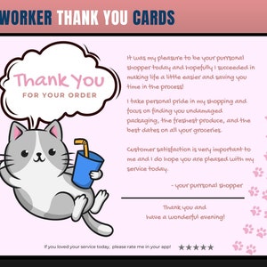 Kat thema dank u kaart, persoonlijke shopper dank u kaart, klant dank u, dank u kaart, dank u, kruidenier shopper, persoonlijke shopper