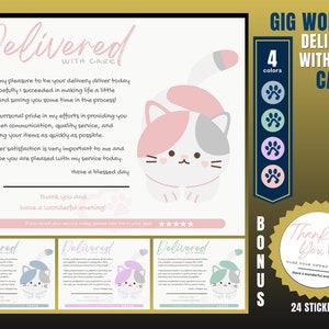 Cat Themed Thank You Card, Delivered With Care Card, Customer Thank You Card, Thank You Card Bundle, Grocery Shopper, Personal Shopper
