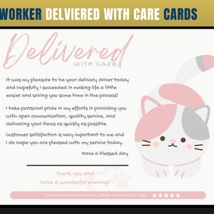Katzen-Dankeskarte, mit Sorgfalt geliefert Karte, Kunden-Dankeskarte, Dankeskarte, Danke, Lebensmitteleinkäufer, Personal Shopper