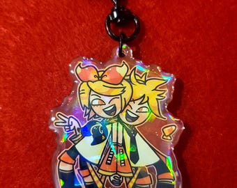 IN STOCK -  VOCALOID Rin and Len Halloween Epoxy Holographic 4.5 Inch Charm