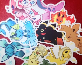 IN STOCK - POKÉMON Silly Eeveelutioms Stickers 3 Inch Vinyl Clear Weatherproof