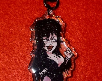 IN STOCK -  ELVIRA Halloween Epoxy Glitter 3 Inch Charm