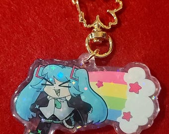 IN STOCK - VOCALOID Hatsune Miku Sakura Miku Double Design Epoxy Holographic 2.5 Inch Charm