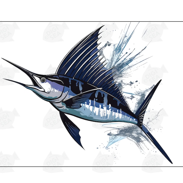 Sailfish Art Print - Digital Download - PNG - High Resolution - Logo - Nautical - Fishing - Sport fish - Wall art
