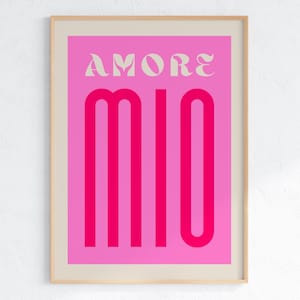 Amore Mio Print | Typography Poster | Trendy Art | Retro Italian Poster | Love Poster | Gallery Wall Art | Printable Art | Instant Download