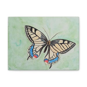 Swallowtail vlinder kunstwerk canvas, natuurdecor, cadeau voor natuurliefhebbers, kunst aan de muur thuis, lentedecor, insectenillustratie