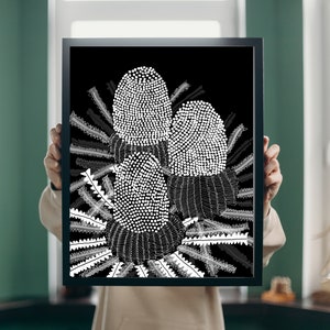Australian Banksias, Native flora art_ Digital download black and white