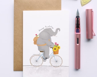 Elephant "Happy Birthday" Cycling Card