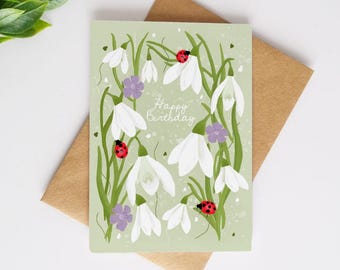 Snowdrop "Happy Birthday" Card