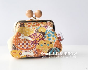 Little Kiss Lock Coin Purse | BANI | Metal frame Yellow Pouch with Japanese Fabric