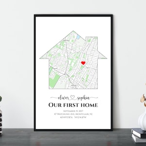 Custom our first home map, Latitude longitude coordinates map, Housewarming location print, Personalized house map birthday anniversary gift