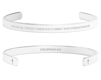 Custom Bible Verse Bracelet Philippians 4:13 I can do all things through Christ who strengthens me Christian Scripture Jewelry Catholic Gift