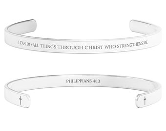 Custom Bible Verse Bracelet Philippians 4:13 I can do all things through Christ who strengthens me Christian Scripture Jewelry Catholic Gift