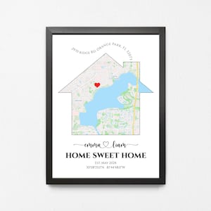 Carte de maison personnalisée, premier achat, cadeau de pendaison de crémaillère personnalisé, impression de carte Home Sweet Home, cadeau de l'agent immobilier pour nouveau propriétaire