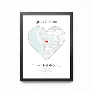 Impression de carte notre premier rendez-vous encadrée, cadeau de carte d'anniversaire de rencontre d'un an, carte de relation personnalisée, cadeau de Saint-Valentin pour petite amie