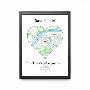 Impression de carte où nous nous sommes fiancés, impression de carte de fiançailles personnalisée, cadeau de carte d'anniversaire de fiançailles encadrée, cadeau de fiançailles personnalisé pour sa carte