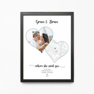 Cadeau de fiançailles des parents de son fils et de sa future belle-fille, photo de carte de fiançailles encadrée, image où elle a dit oui avec impression de carte encadrée