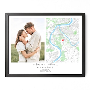 Carte de fiançailles avec photo, carte de fiançailles personnalisée, impression de carte de fiançailles encadrée anniversaire de fiançailles, cadeau de fiançailles pour carte de couple