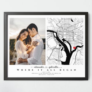 Couple Coordinates Map- Photo Frame – CMG – Fits 8×8 Picture