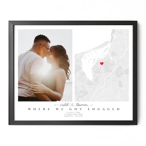 Carte où nous nous sommes fiancés avec photo, carte de fiançailles personnalisée, impression encadrée, carte d'anniversaire de fiançailles, cadeau de fiançailles pour couple, carte