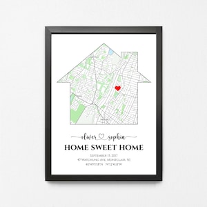 Cadeau de pendaison de crémaillère personnalisé, carte de maison personnalisée, carte home sweet home pour premier acheteur d'une première maison, cadeau première maison d'un agent immobilier, cadeau pour nouveau propriétaire