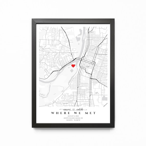 Custom where we met map, Where it all began, Birthday gift, GPS coordinates, Personalized gift for couple, Digital download anniversary gift