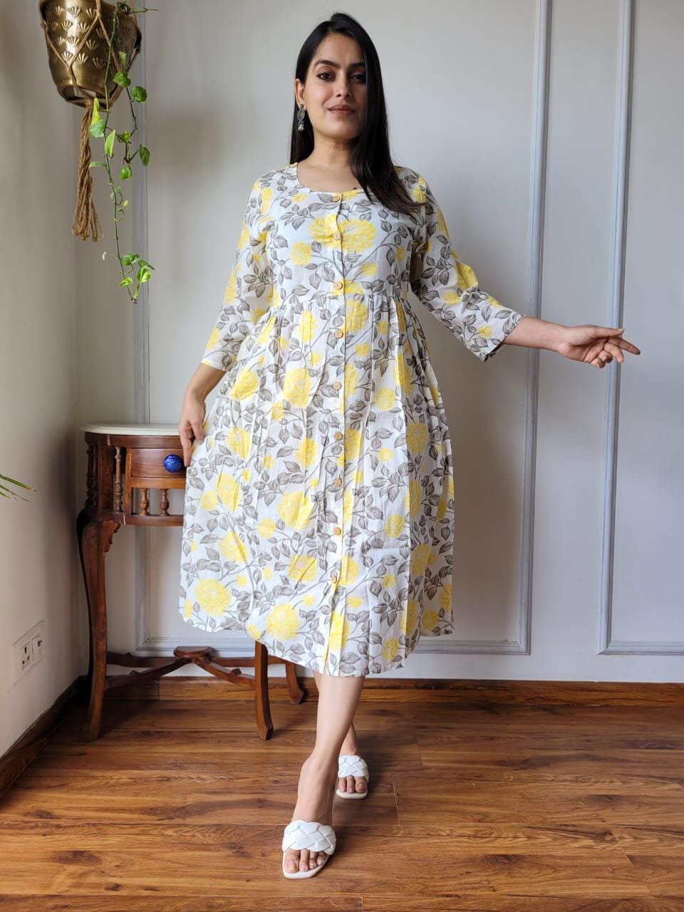 Handmade Block Print Cotton One Piece Long Knee Length Dress Maxi Dress Etsy UK