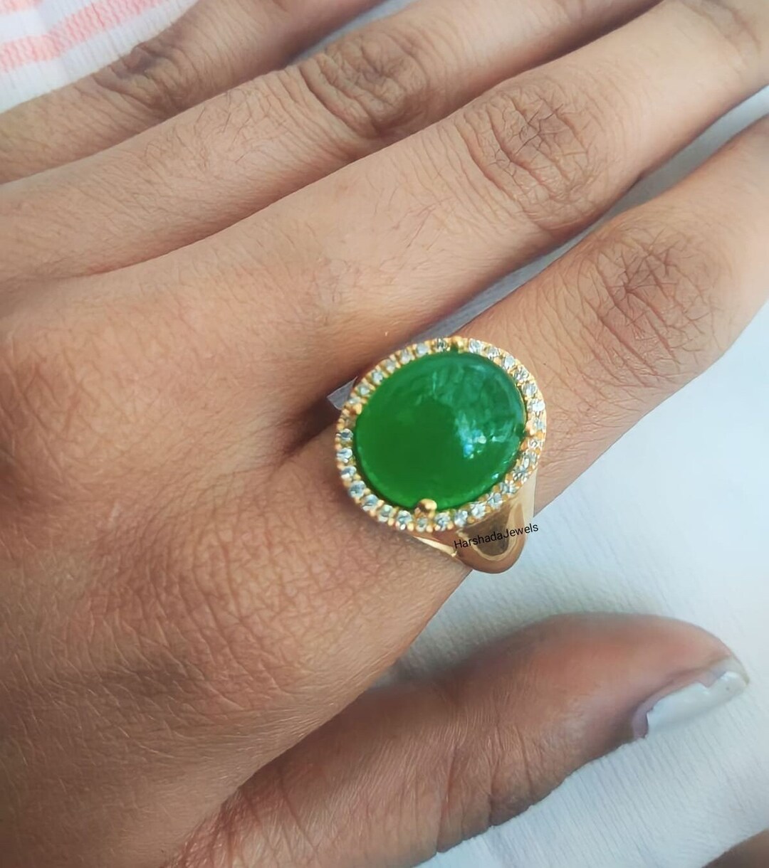 Art Deco ,natural Green Jade Wedding Ring , Sterling Silver , Jade