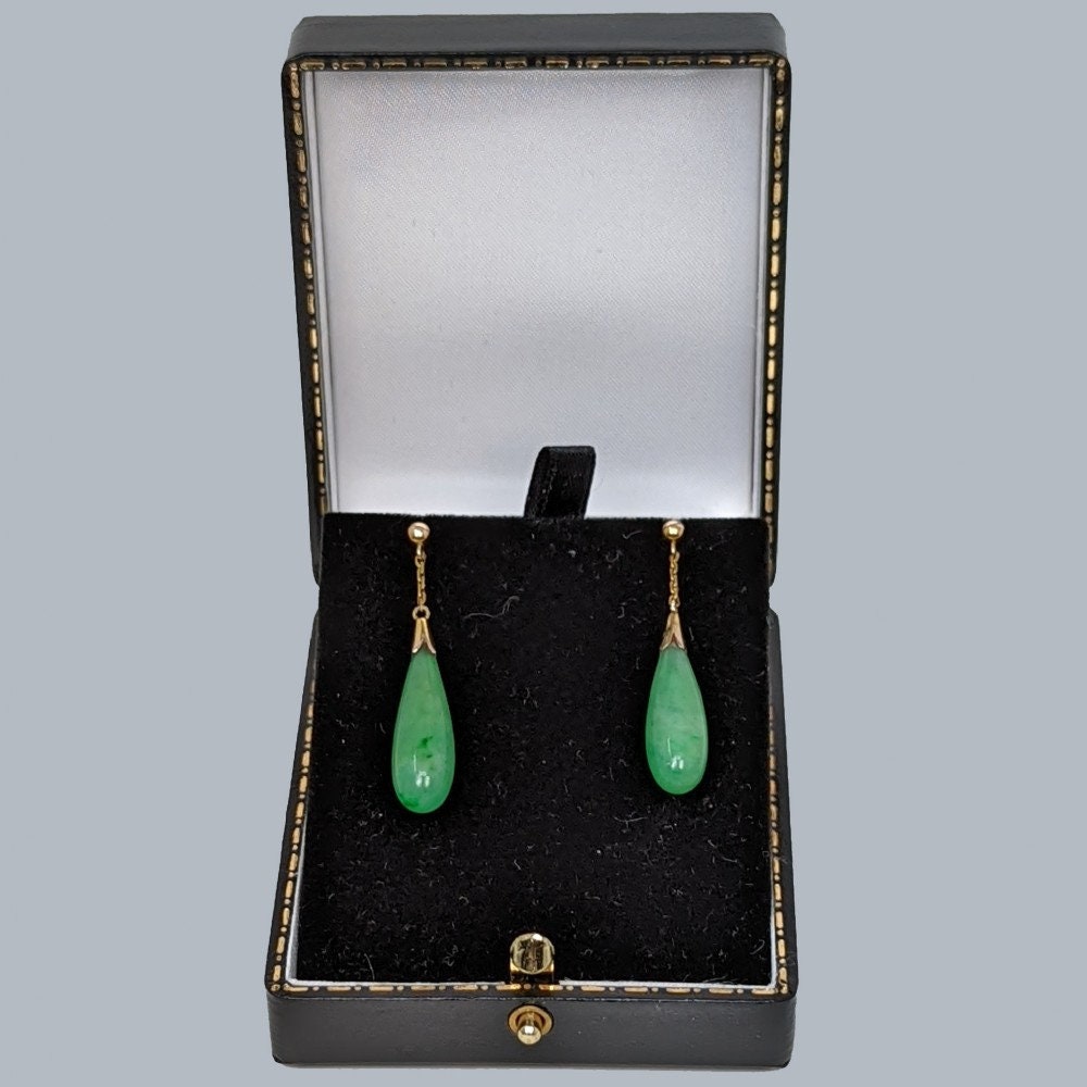 Antique Chinese Jade Garnet Clip Earrings - Ruby Lane