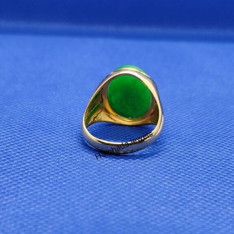 Art Deco ,victorian ,natural Jade Wedding Ring 14K Yellow Gold Finish