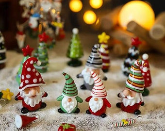 Christmas decoration, handmade glass Christmas tree, handmade glass Santa Claus