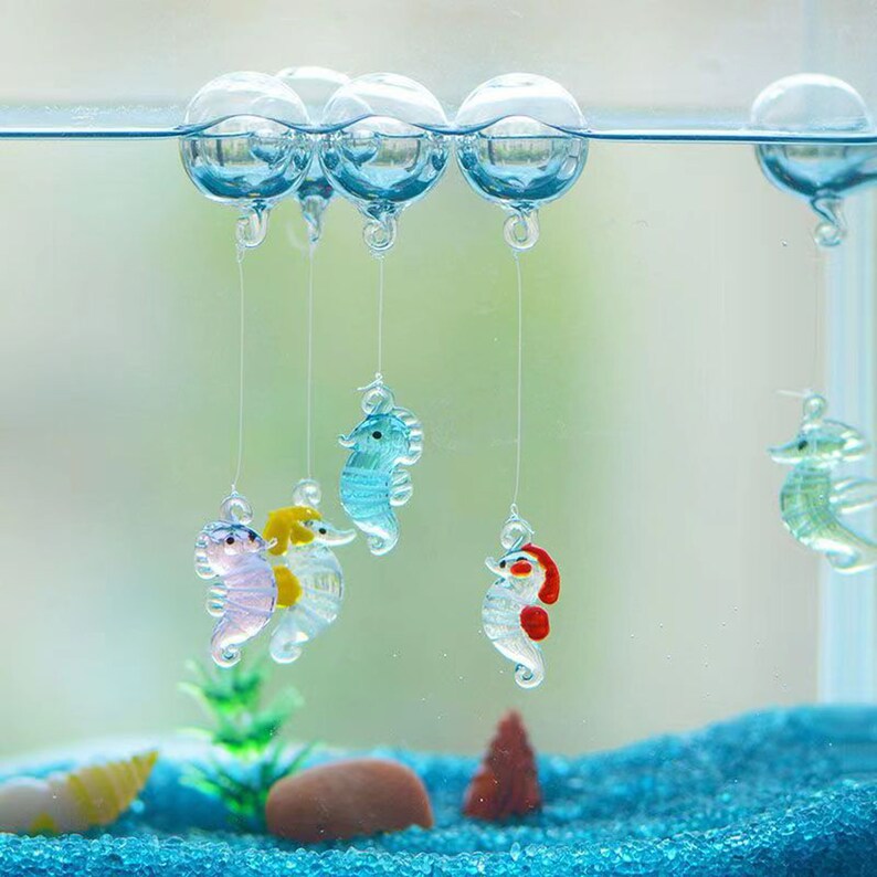 Floating Glass Fish, Glass Marine Life,fish Tank Ornament. Mini Hand Blown Glass Figurines