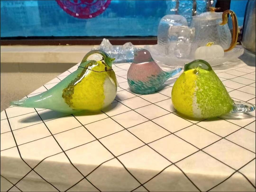 Glass Bird, Hand Blown Glass Bird Figurine, Glass Bird Ornament, Art