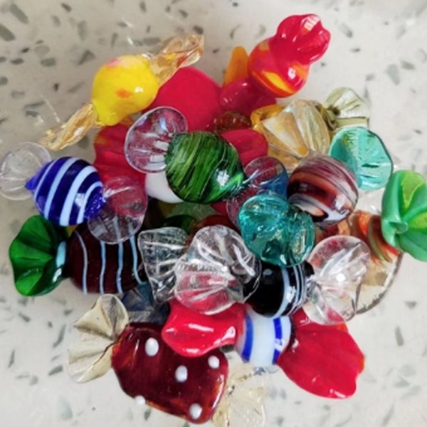 Handmade Glass Candies,Set of 5, 10 or 20 Candies,handblown glass candies