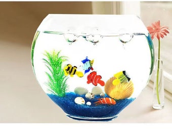 Floating Glass Fish,Fish Tank Ornament. Mini Hand Blown Glass Tropical Fish Figurines