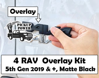 4 RAV Emblem Blackout Overlay Accessories, Se Xse Le XLE Adventure TRD, for 5th Gen 2019-2024, Matte Black, Camry