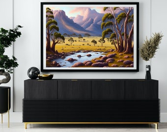 AI Art, Australian Landscape, Australian Scenery, Australia, Desert, Mountains, Wall Art, Wall Decor, Room Decor, Digital Download