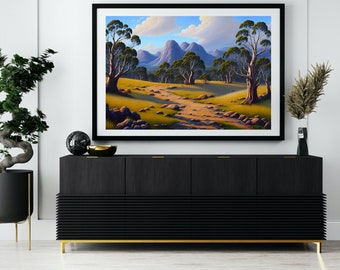 Australian Landscape, Australian Scenery, Australia, Desert, Mountains, Wall Art, Wall Decor, Room Decor, AI Digital Art, Digital Download