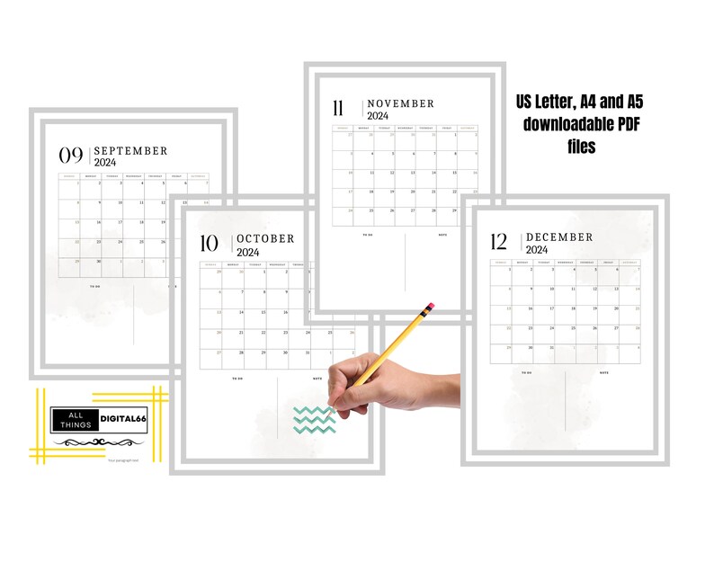2024 Monthly Planner Yearly Planner Calendar Monthly - Etsy