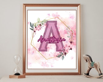 Personalized Name Print, Personalized Initial Name Print, Custom Initial Print, Girl Name Print, Name Printable, Instant Download, Gift Idea