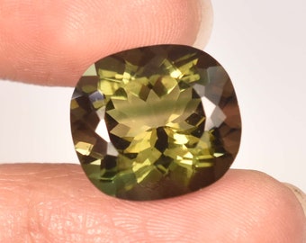 9.85 Ct Natural Green Tourmaline, Faceted ( Bi Color ), Loose Tourmaline, Brazilian Tourmaline For Ring GreenTourmaline gemstone