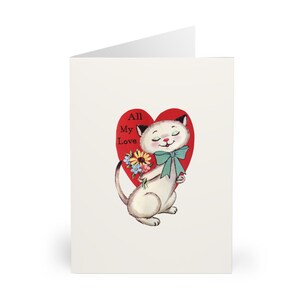 Biglietti d'auguri con gatti carini (confezione da 5) - Perfetti per San Valentino, compleanni, biglietti d'amore, per gli amanti dei gatti, biglietti ecologici